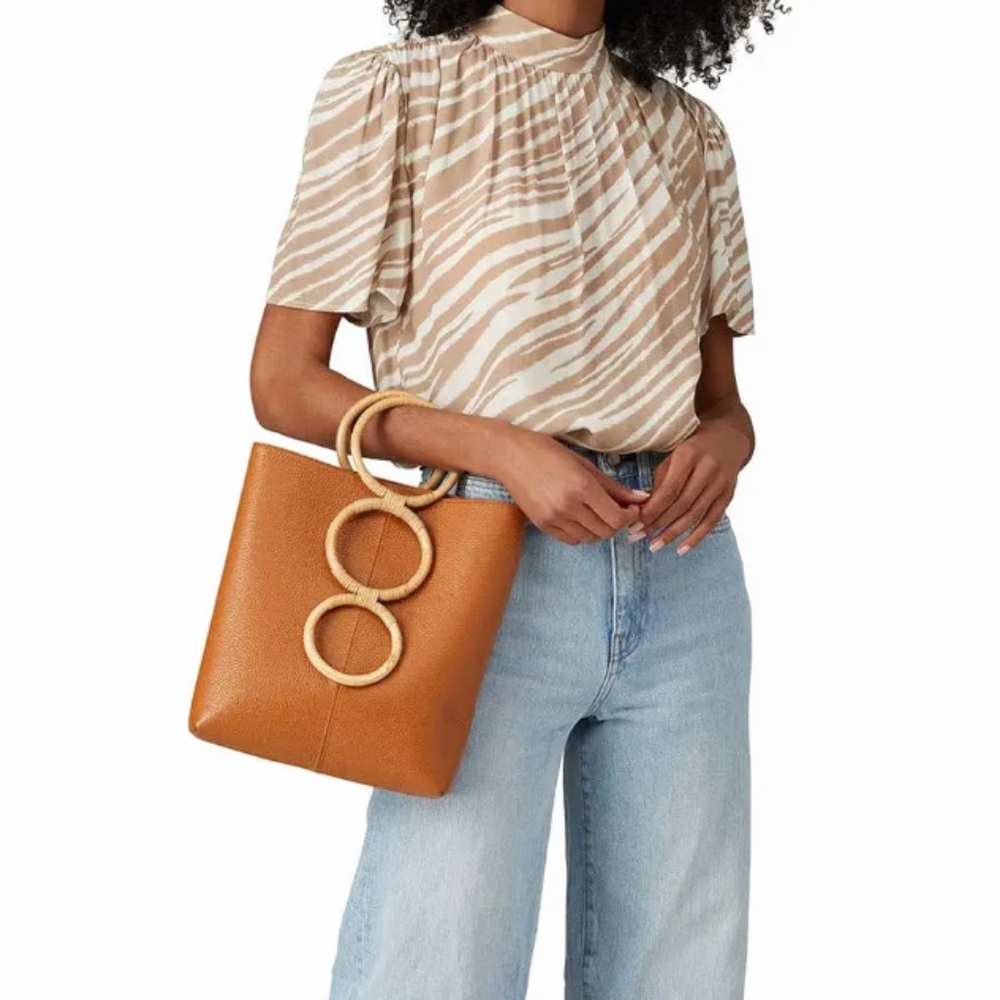 Habitual Mock Neck‎ Tan Zebra Blouse